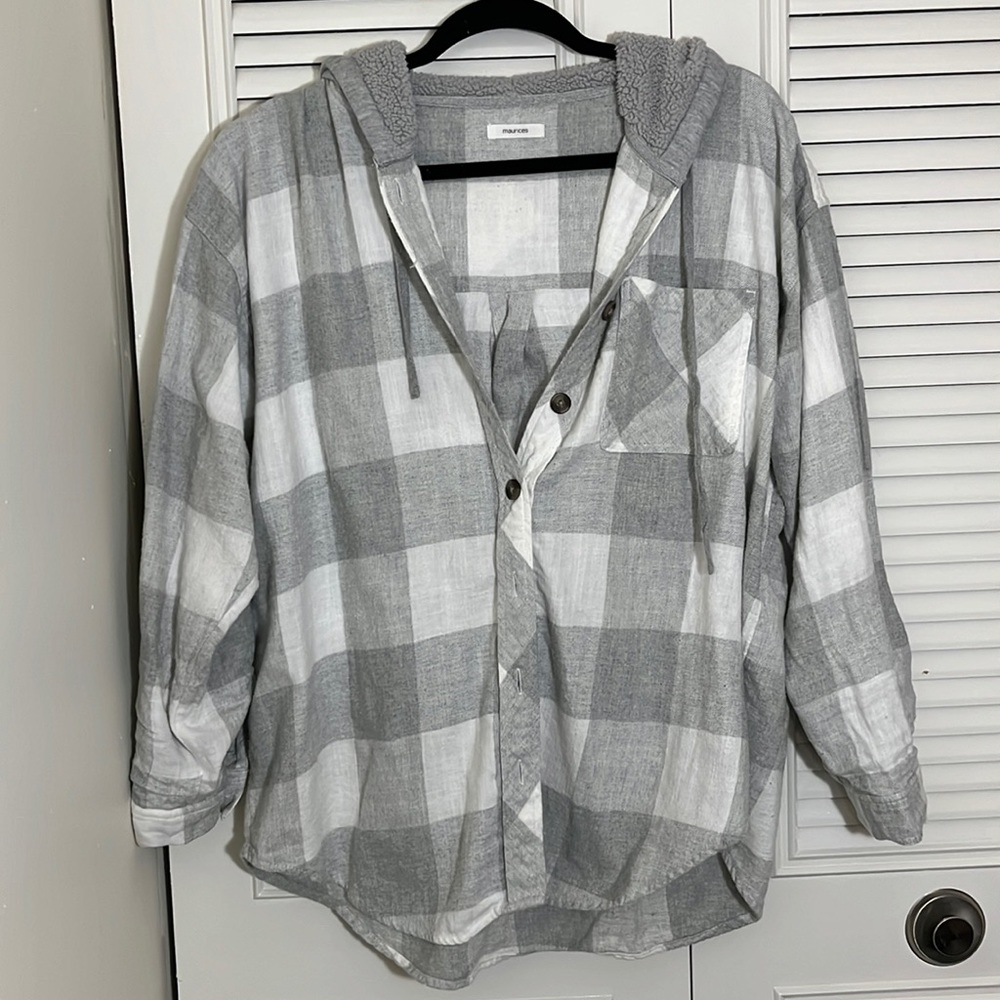 Maurice’s Grey Flannel with furry hood